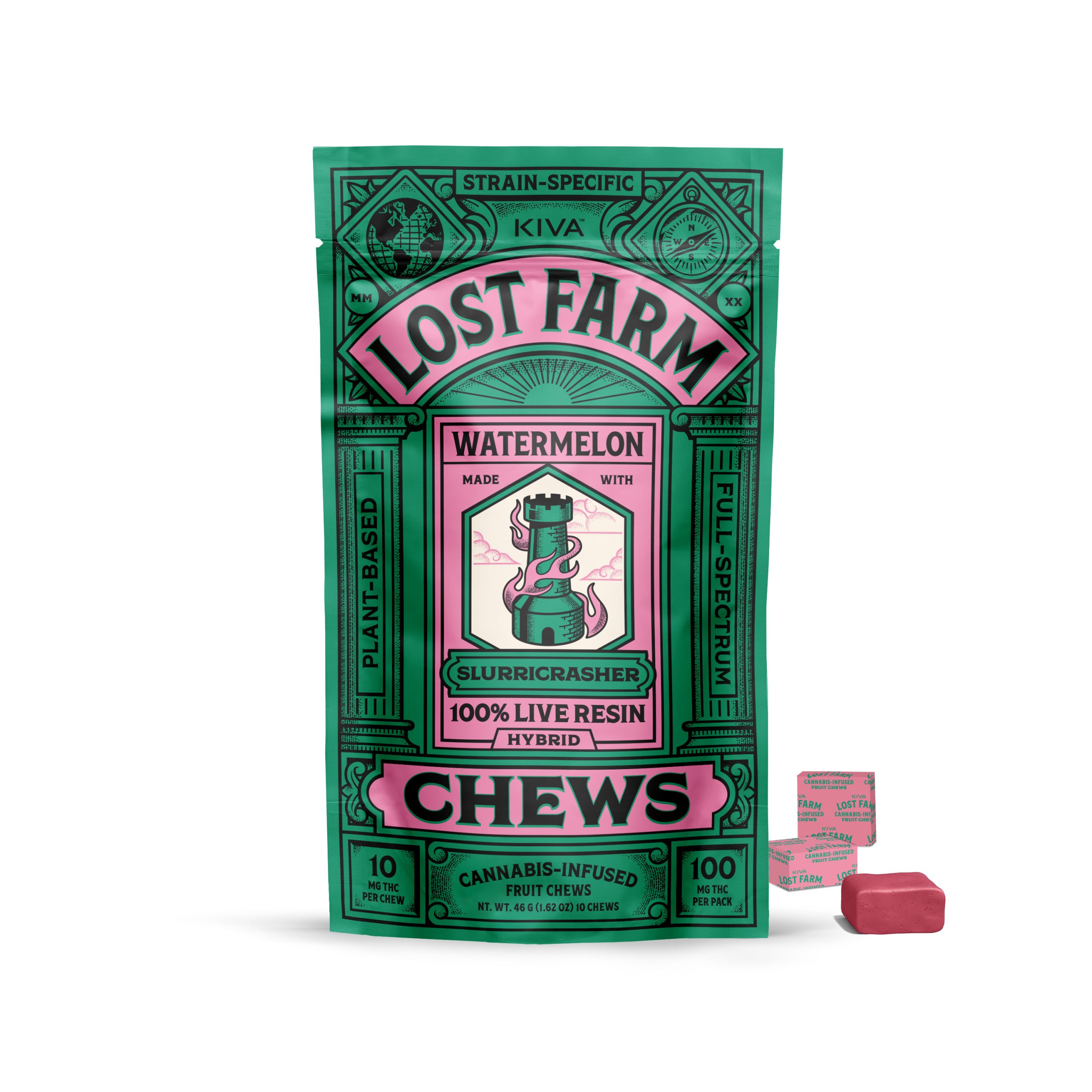Kiva Lost Farm Watermelon Fruit Chew 100mg (10ct)